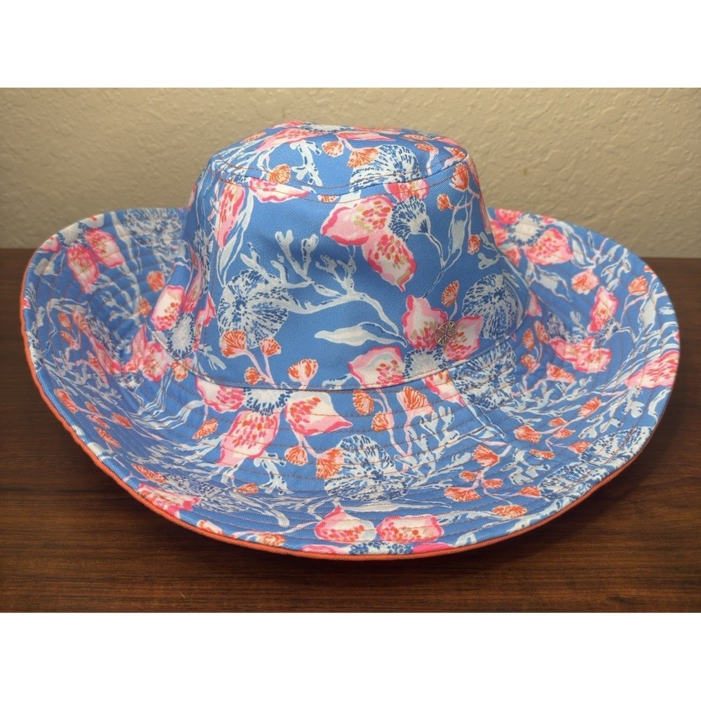 Lilly Pulitzer Hat Bahamian Rhapsody Floral Reversible UPF 50+ Floppy Wide Brim‎
